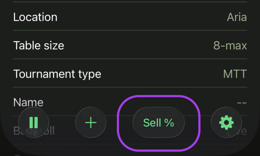 The button to sell action in your tournament